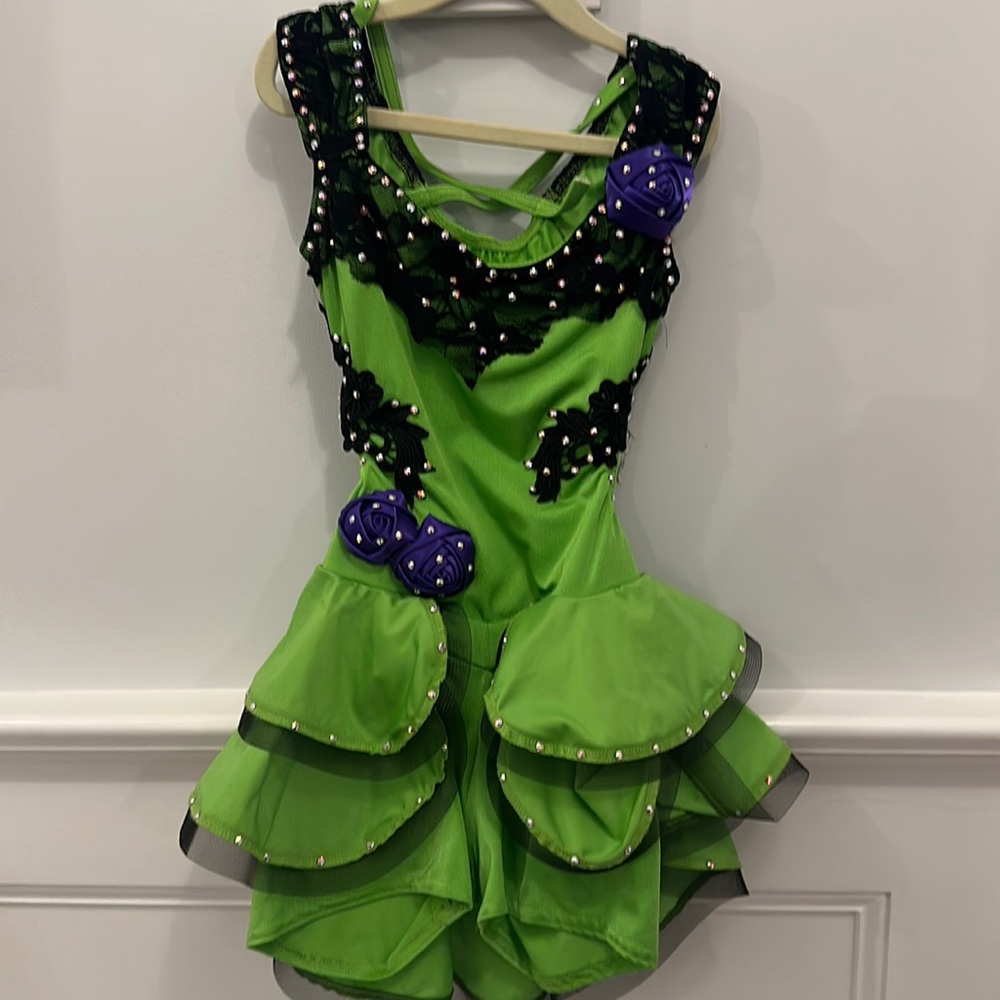 Adorable semi custom kelle medium child dance costume with pillbox style hat